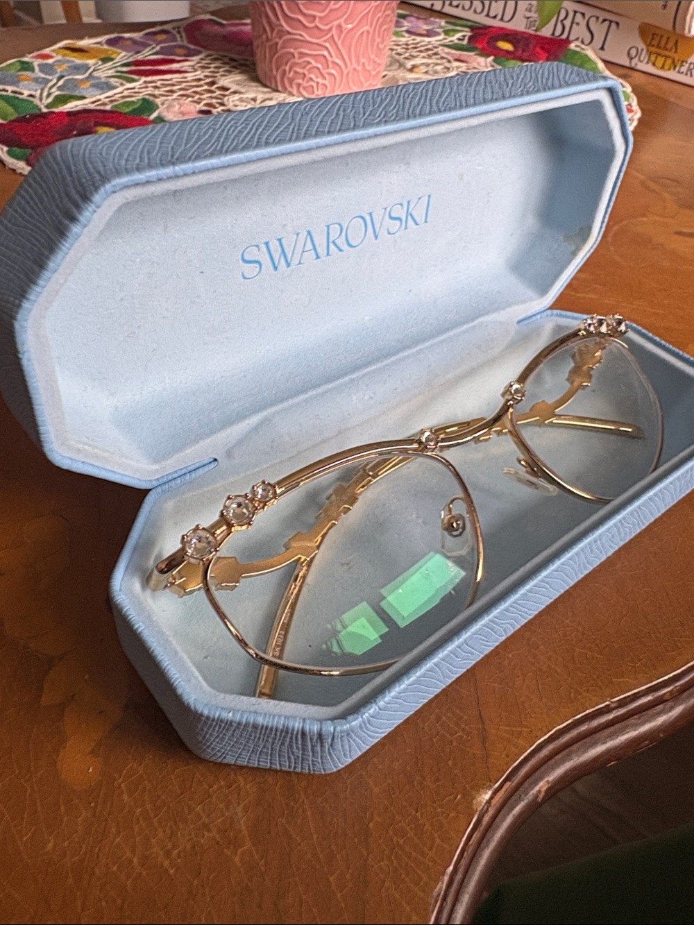 Swarovski Gold Frame Glasses with Crystal Accents